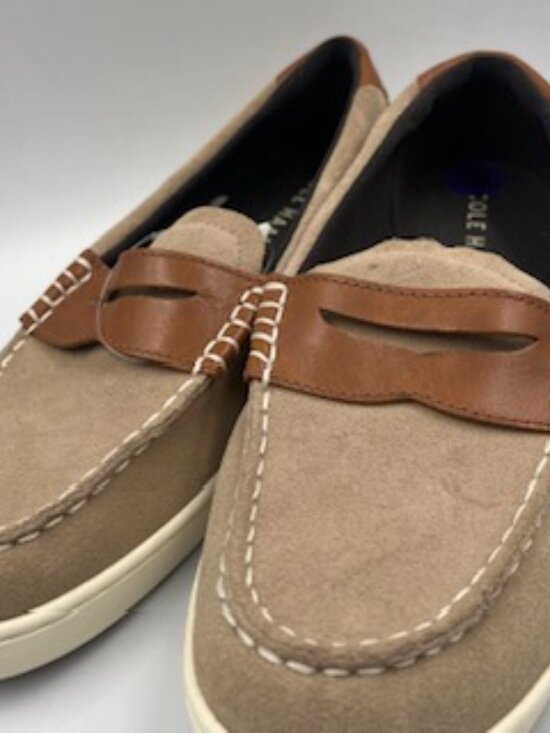 NEW Cole Haan shoes Nantucket Penny Loafers Men’s Sz 8.5 Beige Suede NWOB main image 11